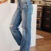 Bree High Rise Control Top Distressed Straight Jeans - Fashion Are Us