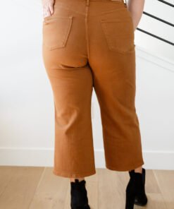 Briar High Rise Control Top Wide Leg Crop Jeans in Camel - Fashion Are Us 