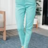Bridgette High Rise Garment Dyed Slim Jeans in Aquamarine - Fashion Are Us
