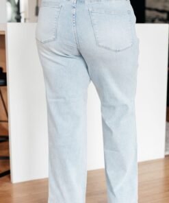 Brooke High Rise Control Top Vintage Wash Straight Jeans - Fashion Are Us 