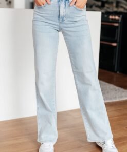 Brooke High Rise Control Top Vintage Wash Straight Jeans - Fashion Are Us