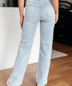 Brooke High Rise Control Top Vintage Wash Straight Jeans - Fashion Are Us 