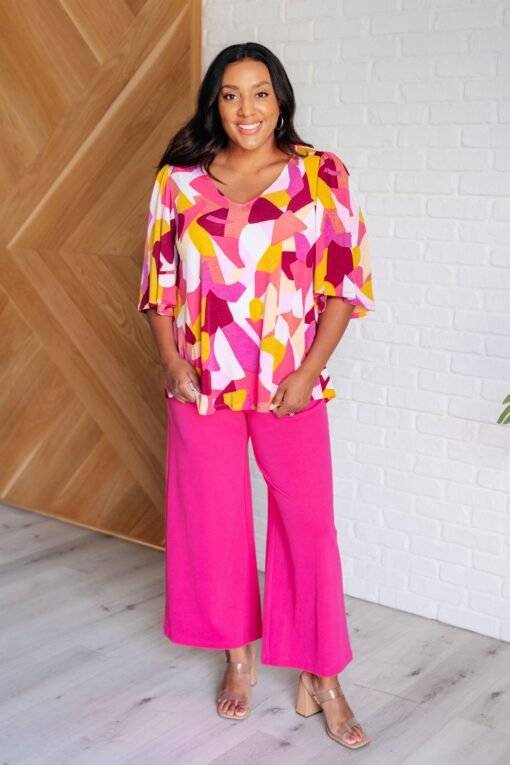 Cali Blouse in Magenta and Mustard Abstract Ave Shops