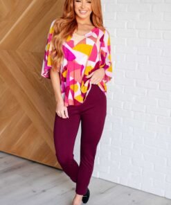 Cali Blouse in Magenta and Mustard Abstract Ave Shops