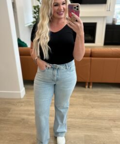 Brooke High Rise Control Top Vintage Wash Straight Jeans - Fashion Are Us 