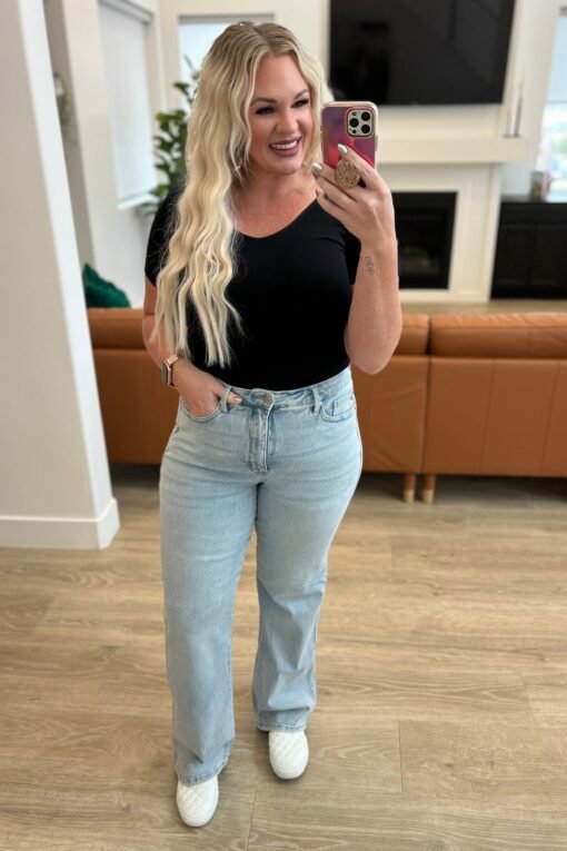 Brooke High Rise Control Top Vintage Wash Straight Jeans - Fashion Are Us