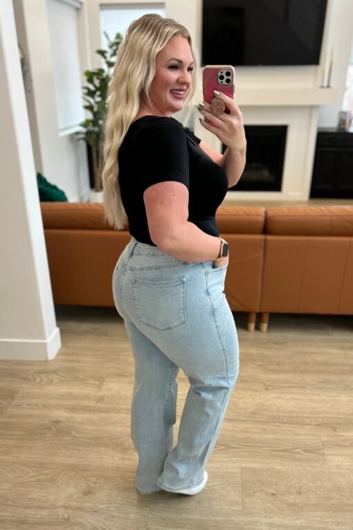 Brooke High Rise Control Top Vintage Wash Straight Jeans - Fashion Are Us